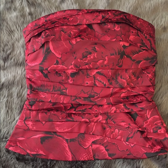 White House Black Market Tops - Beautiful red floral print bustier. NEVER WORN
